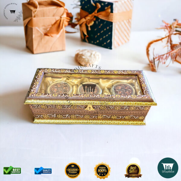 Golden-Copper Oxidised Acrylic Gift Box 3 Jars